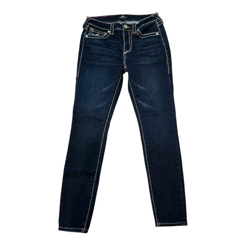 True Religion Halle Mid Rise Super Skinny Jeans Size 27 Dark Wash Stretch